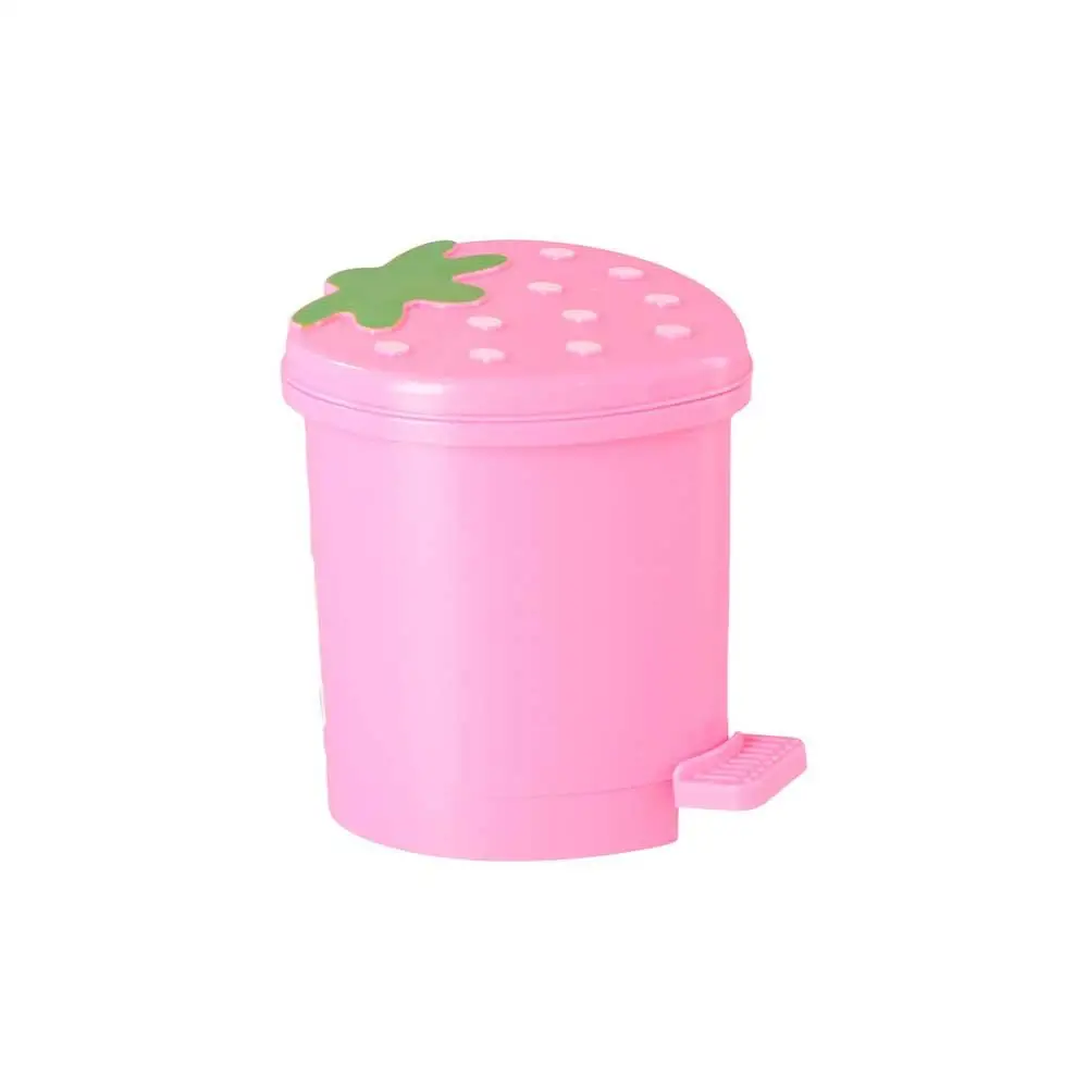 Cute Plastic Strawberry Decorative Pop-Up With Lid No Odor Garbage Container Trash Basket Dustbin Wastebasket Trash Can