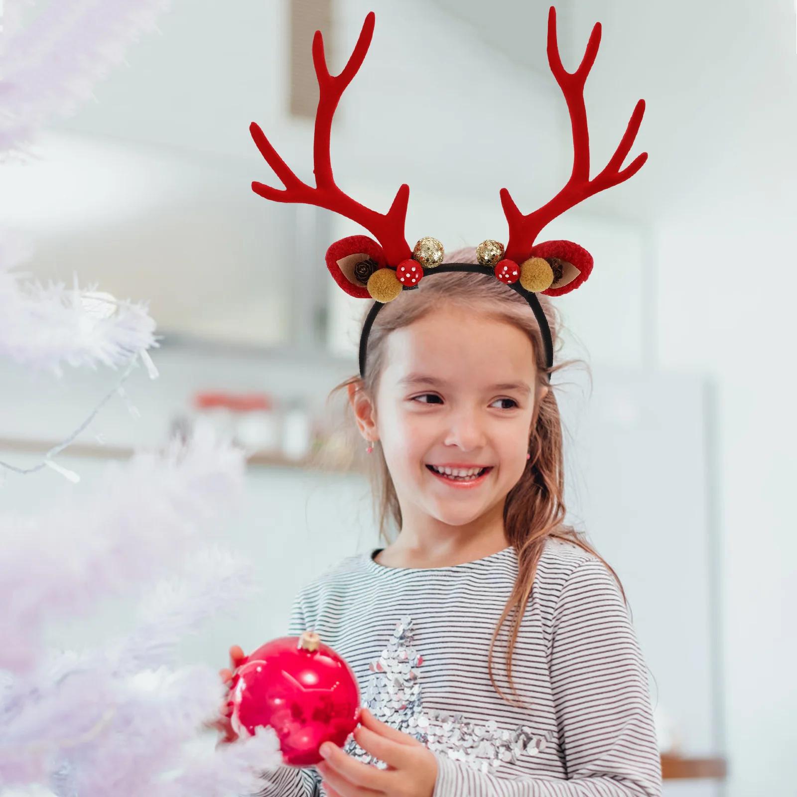 

Reindeer Antler Headband Christmas Party Adult Deer Animal Charm Xmas Pine Cone Holiday Headpiece Accessory Pine Cone Headpiece