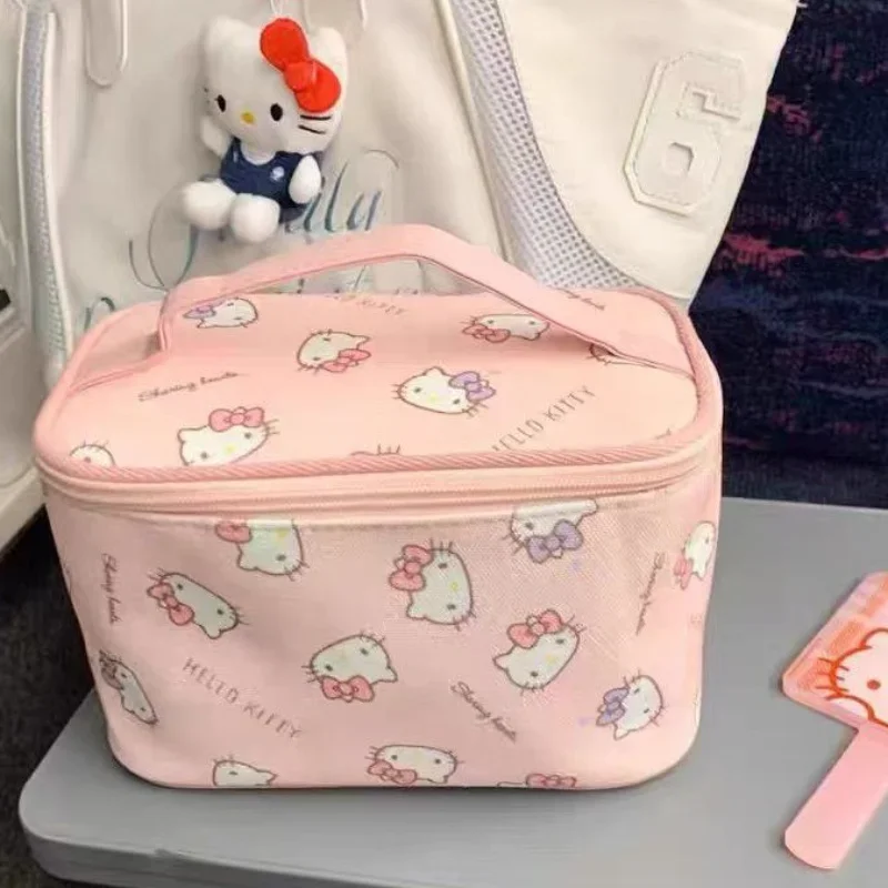 Hello Kitty Makeup Bag Large Capacity Cosmetic Storage Bag Portable Travel Toiletry Pouch Skincare Sundries Container Cute Gifts view 3