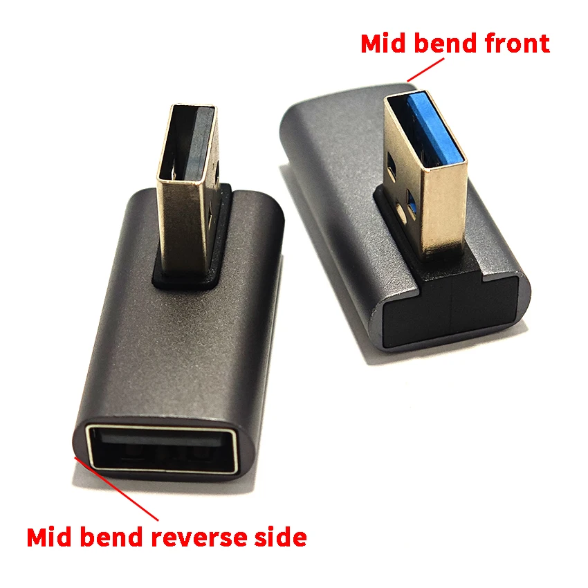 90 Degree USB Male to Female Right Angle Extension Adapter USB mid bend Front and back For Laptop PC Connector Converte 10Gbps