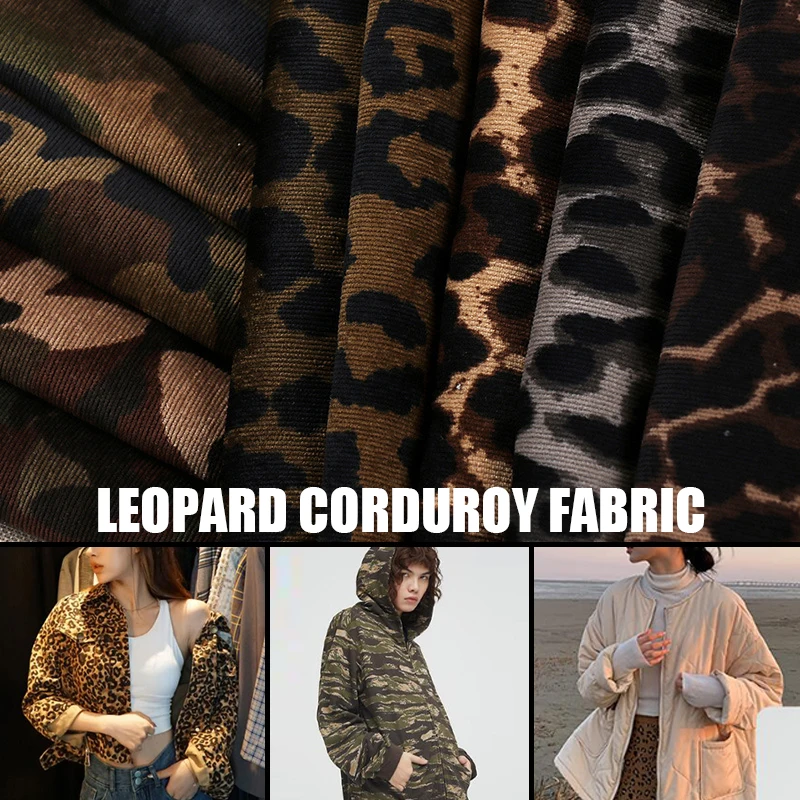 100*150cm Leopard Pattern Fabric Soft Velvet Corduroy Fabric For Diy Sewing Pants Dress Kids Clothing Curtain Bag Garment Craft