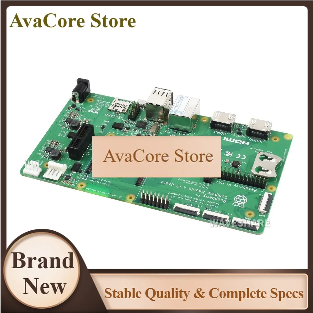 AvaCoreRaspberry Pi Compute Module 4 IO Board - PoE Ready, Dual HDMI 4K, PCIe, Gigabit Ethernet, GPIO 40-Pin For Embedded Develo