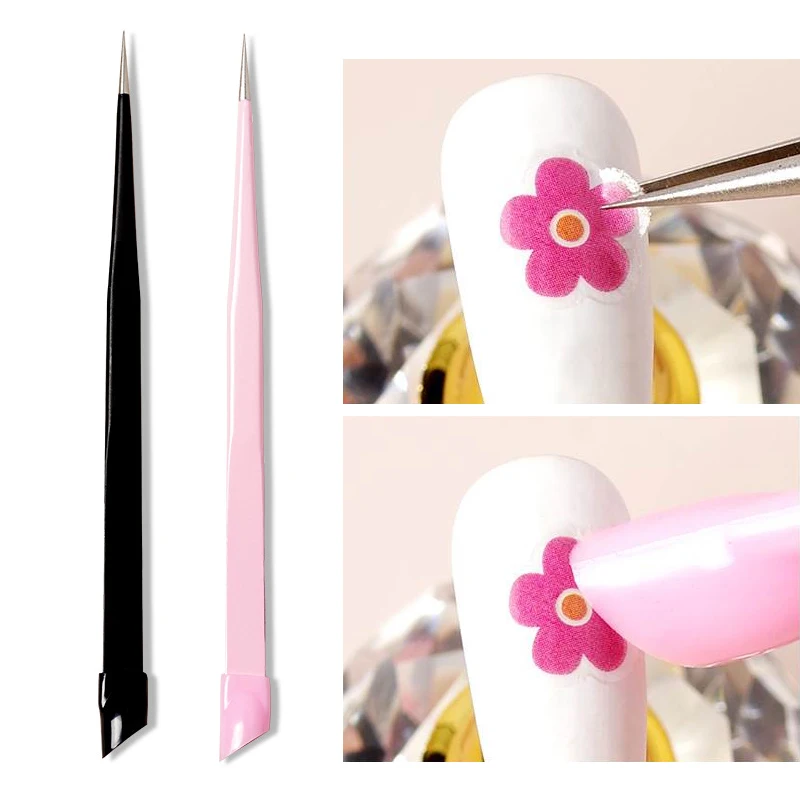 Sdotter 2 köpfe nagel pinzette silikon press kopf 3d nagel aufkleber nehmen strass steine clip wimpern verlängerung make-up werkzeuge na