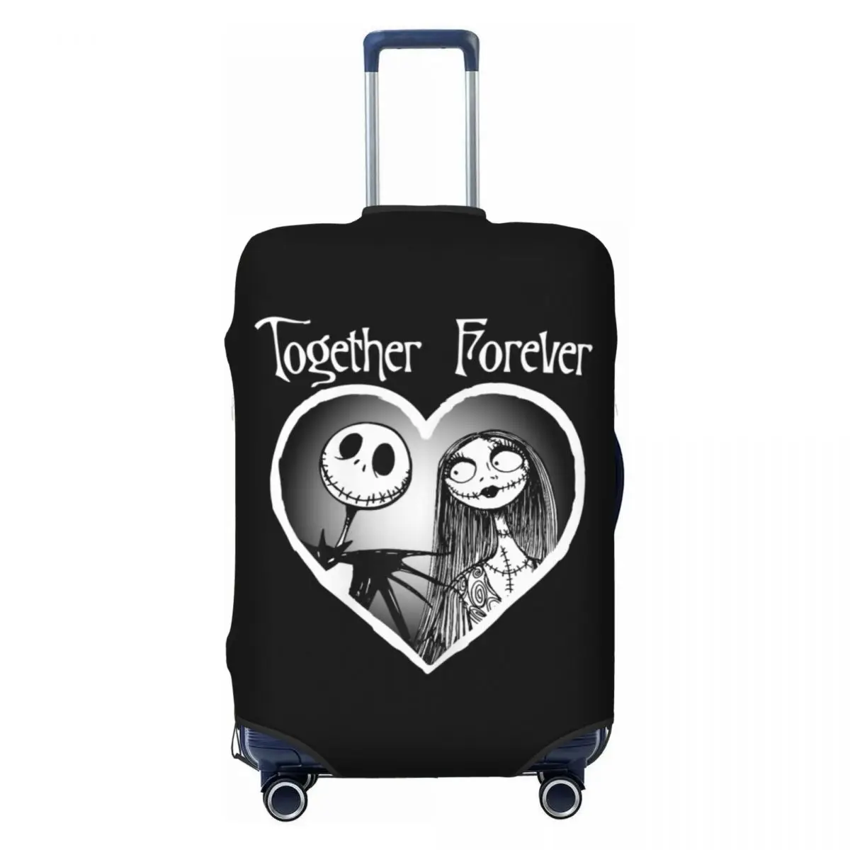 

Custom Jack Skellington And Sally Together Forever Luggage Cover Protector Fashion Travel Suitcase Covers for 18-32 Inch