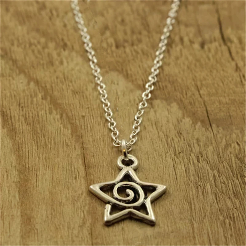 Fashion Antique Silvery Color Star Swirl Pendant Necklace for Women Cute Star Jewelry Party Gifts