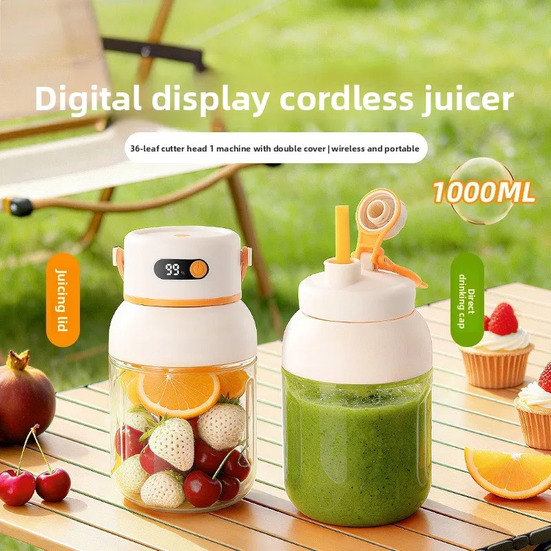 Portable New Digital Display Mini Juicer Charger Ice Crushing Juicer Outdoor Juice Maker Compact Handy Juicing Machine