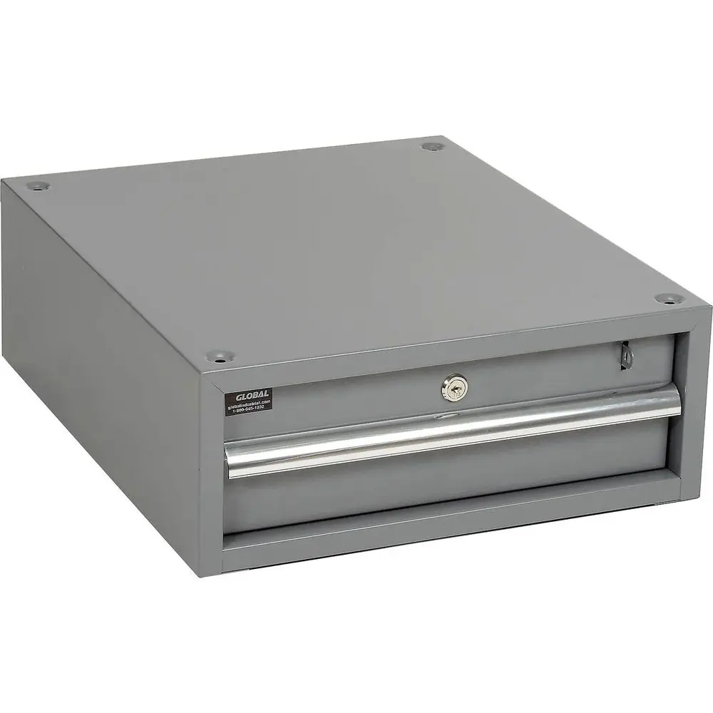 

Cylinder Lock Stacking Workbench with Padlockable Hasp, 19 lbs, 17.25W x 20D x 6.625H, Gray