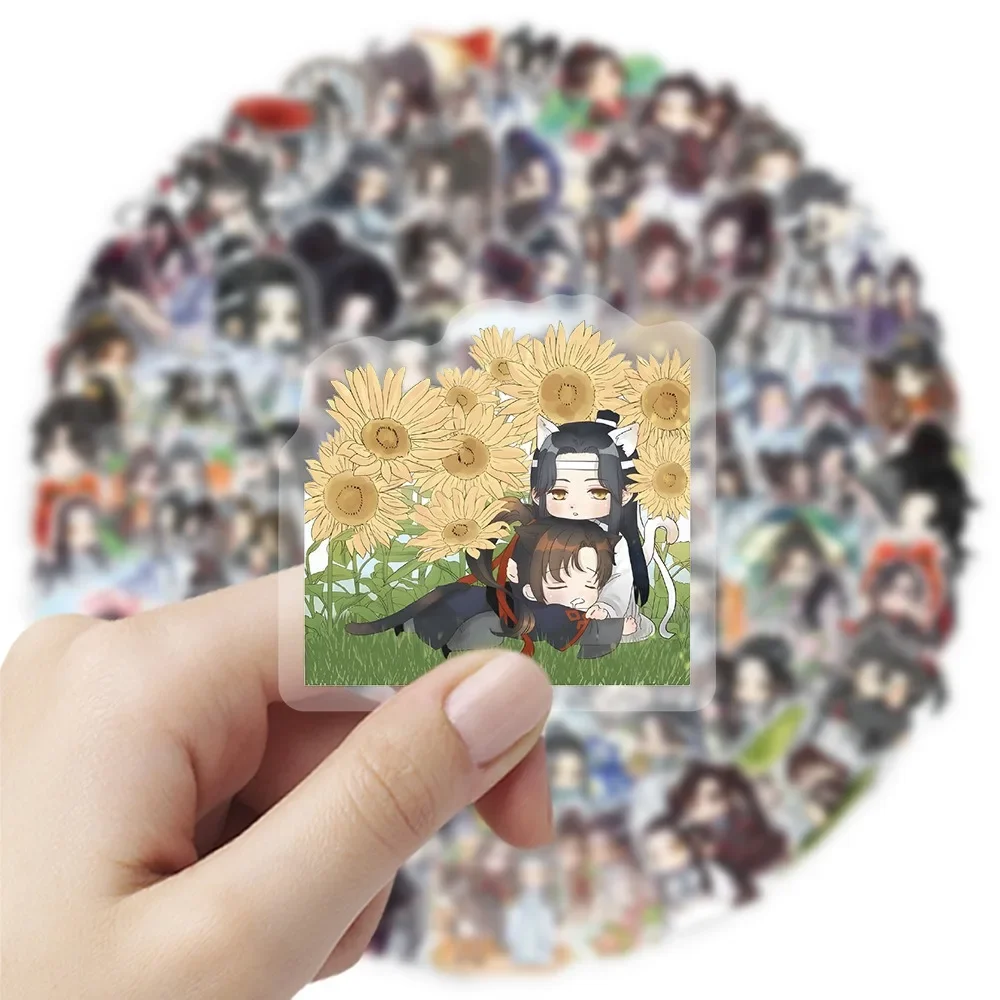 100Pcs Anime Mo Dao Zu Shi Cartoon Q Version Role Playing Wei Wuxian Stickers DIY Decals for Helmet Water Cup Luggage Skateboard