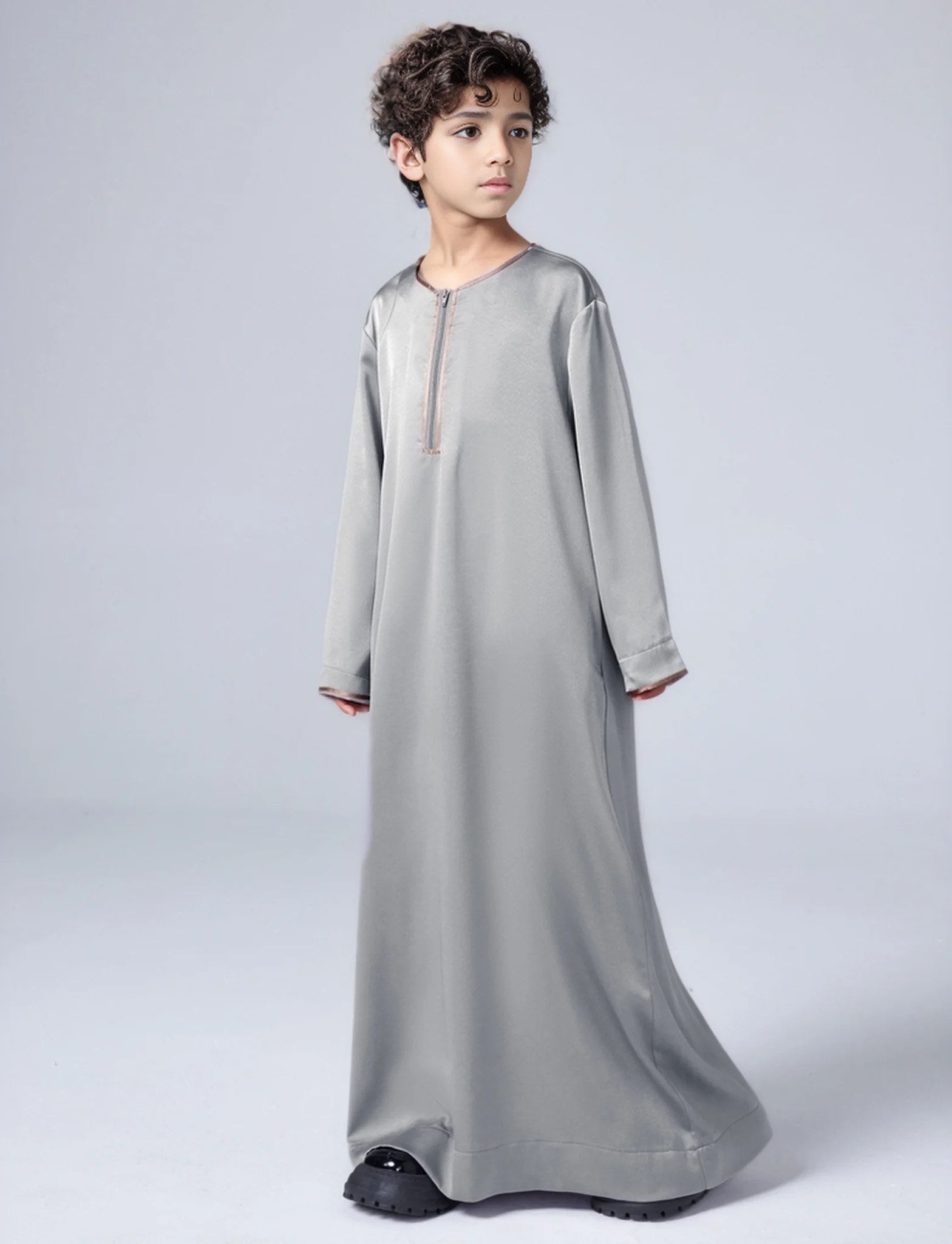 Robe arabe à manches longues pour garçons, vêtements du Ramadan, style ethnique musulman décontracté, Thobe Abaya, Moyen-Orient, Islam, Dubaï