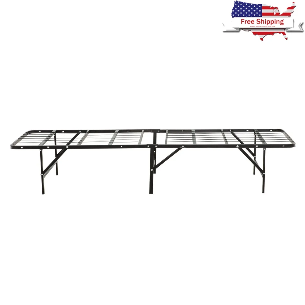 

Durable Twin Mattress Foundation Bed Frame Heavy Duty Black Metal Construction Under Bed Storage Easy Assembly Compatible All