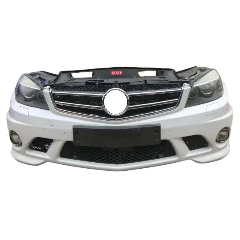 For Mercedes Benz C63 W204 front bumper assembly with radiator and headlights, mudguard