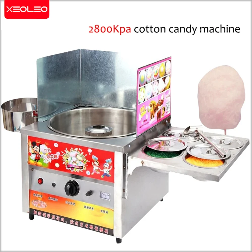 XEOLEO Gas Cotton Candy Machine Fruity Fancy Cotton Candy Maker Sugar Floss Flower Type Cotton Candy Machine 4 Storage Bucket