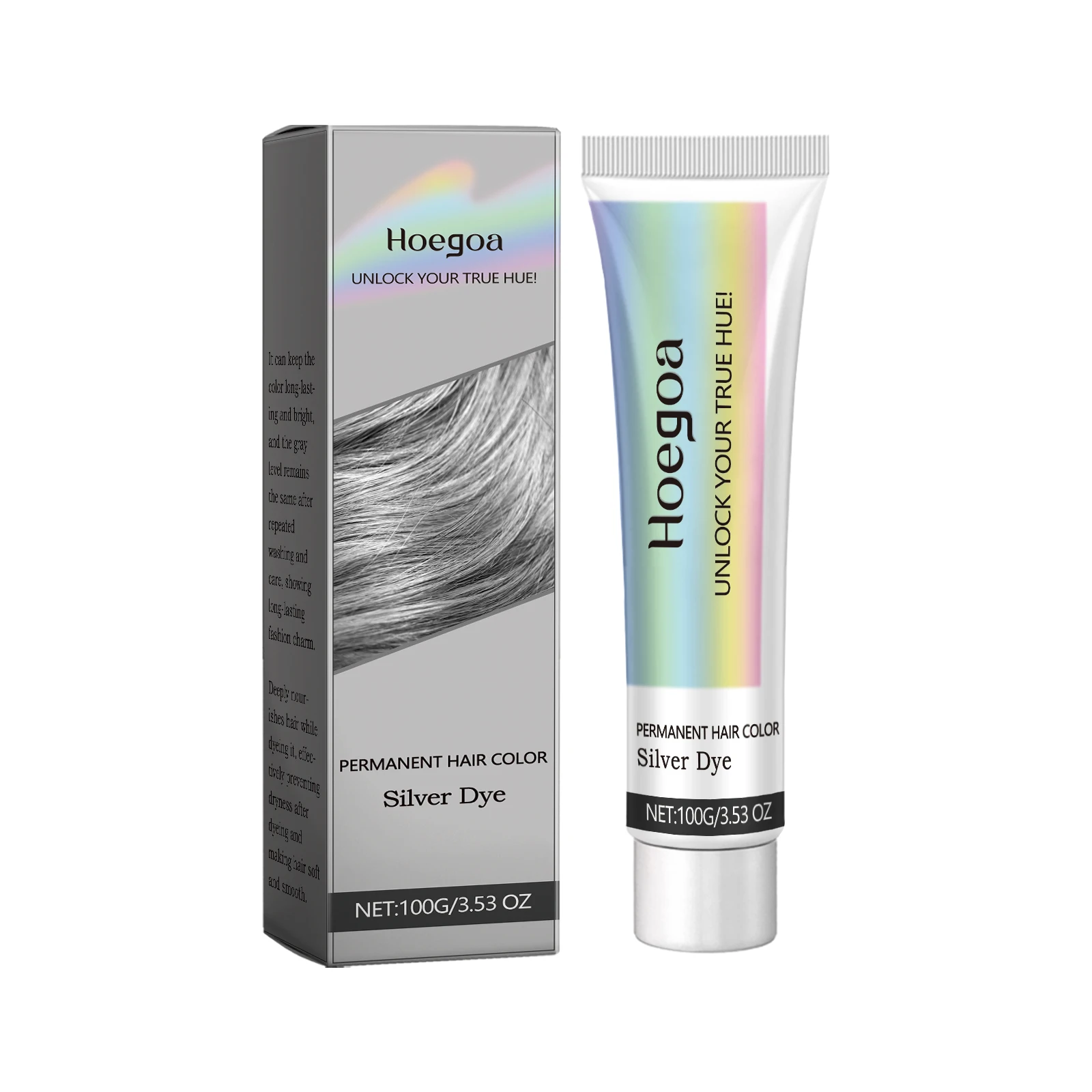 Hoegoa – teinture pour cheveux gris, argent clair, style punk, crème de coloration professionnelle à la mode pour femmes et hommes