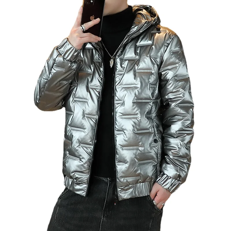 Chaqueta de invierno para hombre, Parka brillante, gruesa, cálida, impermeable, abrigos de plumón