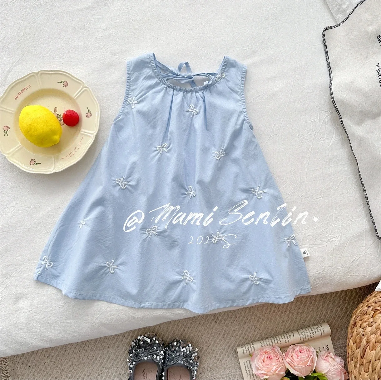 Vestido de verano sin mangas para niñas pequeñas, Falda bordada de princesa, estilo coreano Simple, novedad de 2024