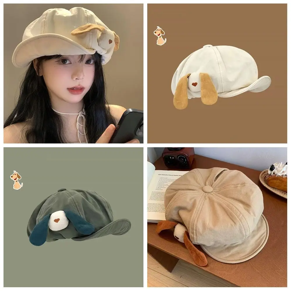 Personality Painter Hat Cute Puppy Beret Korean Style Newsboy Cap Cloud Newsboy Hats Artist Hat Y2K Octagonal Cap Ladies