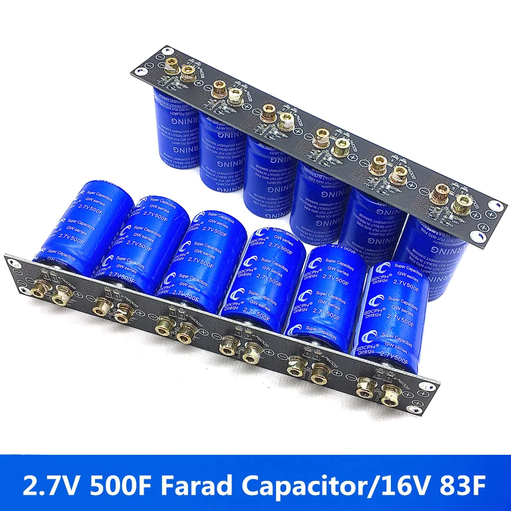 16V 83F Automotive Electronic Rectifier Large Capacity Farad Capacitor With Screw Hole 6PCS 1Set 2.7V 500F Super Farad Capacitor