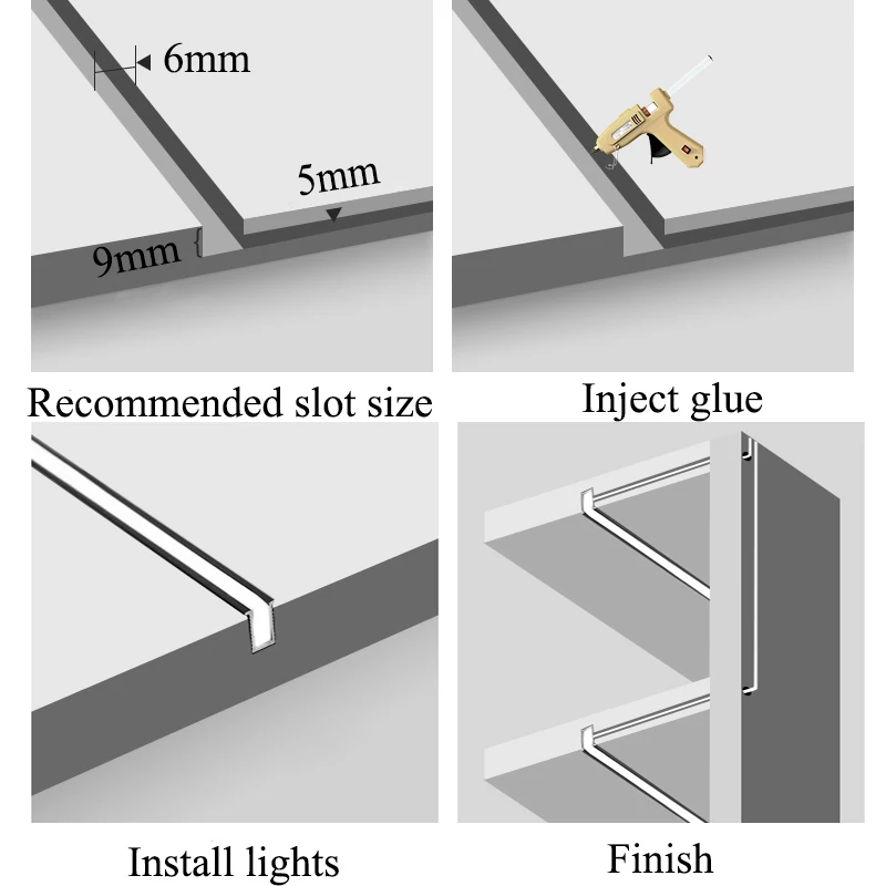 Invisible Ultra Thin LED Cabinet Layer Shelf Panel Light Bar DC12V Slotted Installation For Bathroom Bedroom Wardrobe Kitchen