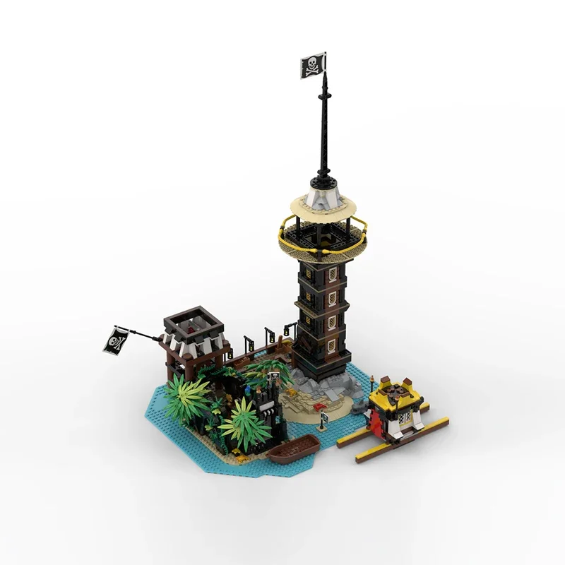 Street View Model MOC Building Bricks Pirate Lighthouse Fortress Modular Technology Gifts Holiday Assemble Children Toys Suit