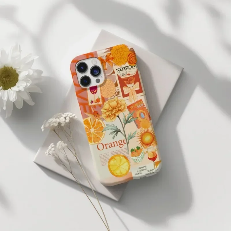 Yellow Birth Flower Collage Phone Case For IPHONE 15PRO MAX 14 13 12 11 PRO Plus 15pro Acrylic TPU Two in one Mobile Phone Cases