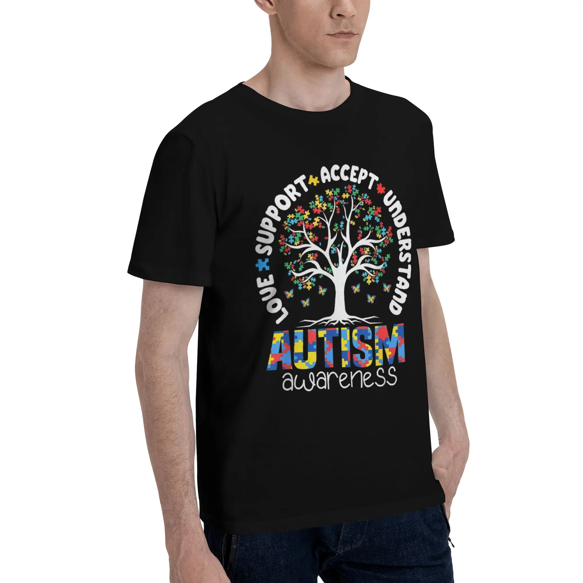 Men Women Autism Awareness Respect Love Support  T Shirt 100% Cotton Fashion Tee Shirts  Top Clothing