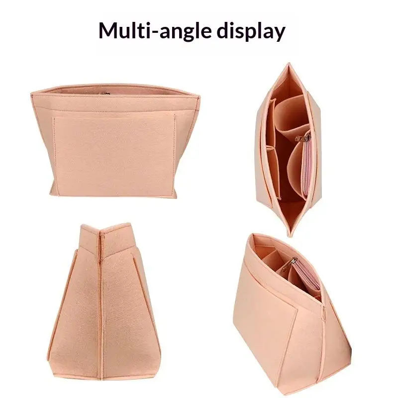Filzeinlage für Handtaschen, Filzstoff-Kosmetiktasche, tragbarer Taschen-Organizer in Knödel-Form für Reisen – Detail 3