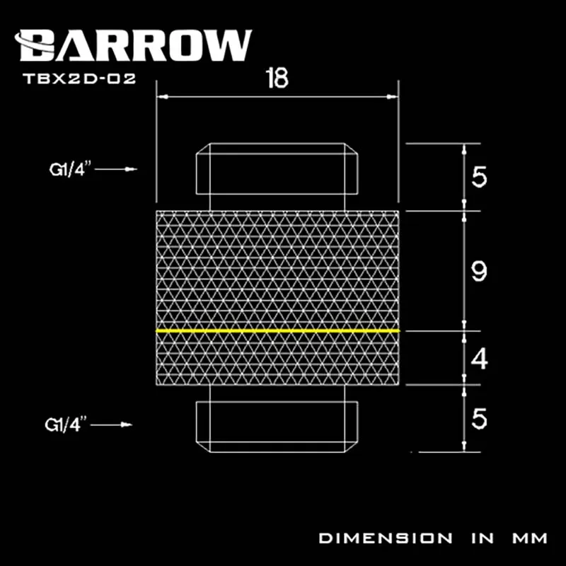 Фитинги водяного охлаждения Barrow PC, трубчатый соединитель, двойной ниппельный радиатор с двойной внешней резьбой TBX2D-02 для настольных компьютеров