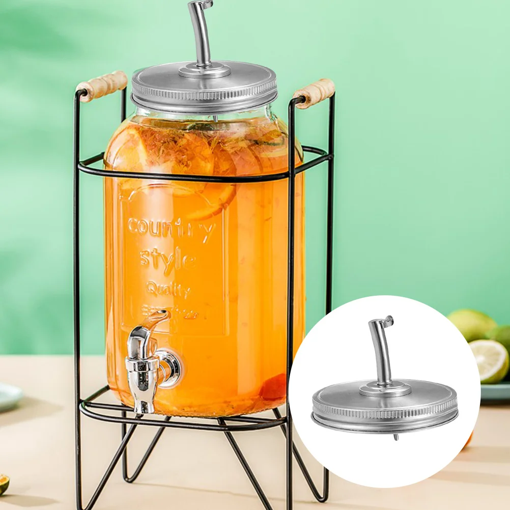 

4Pcs Stainless Steel Oil Spout Jar Lids Silicone Seal Leak Proof Replacement Compatible Mason Jars Kitchen Bar Restaurant Pour