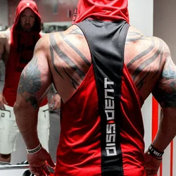 Fitness Sleeveless Hoodie Men Gym Hoodies Bodybuilding Workout Tank Tops Man Muscle Hooded Vest