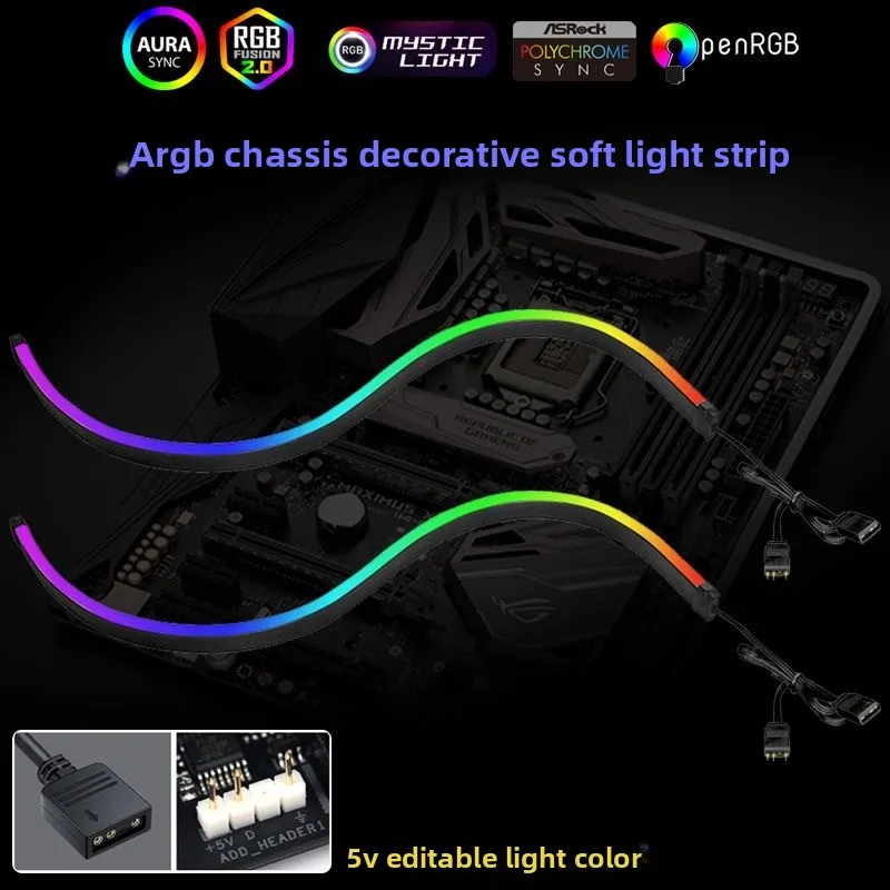

Украшение корпуса материнской платы ПК ARGB Светодиодная лента 5 В - RGB Phantom Sync с экраном, синхронизация AURA, 3-контактная светодиодная лента