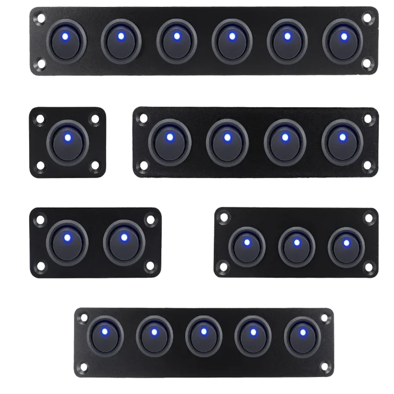 20A blaues kreisförmiges Joystick-Schaltpanel mit 3-poligem, wasserdichtem Aluminium 12V, geeignet für Autos, LKWs, Boote, Wohnmobile, Yachten usw