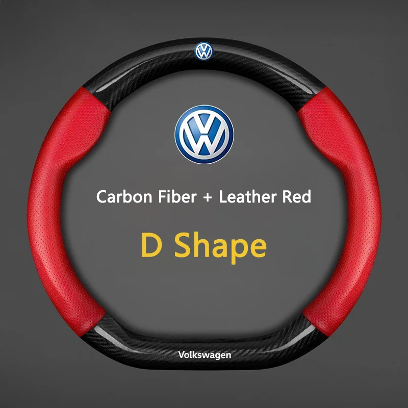 Carbon Fiber Leather Car Interior Steering Wheel Non-Slip Cover For Volkswagen VW GTI Polo Passat Golf Tiguan Jetta T-ROC Beetle image 3
