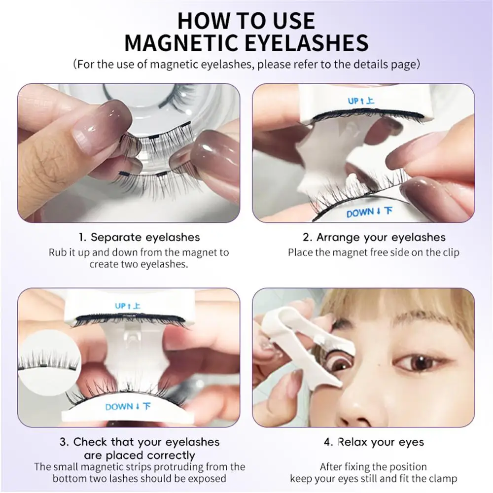 Kein Kleber erforderlich, magnetisches Wimpern-Set, natürliches Aussehen, wiederverwendbare magnetische falsche Wimpern, einfach zu tragen