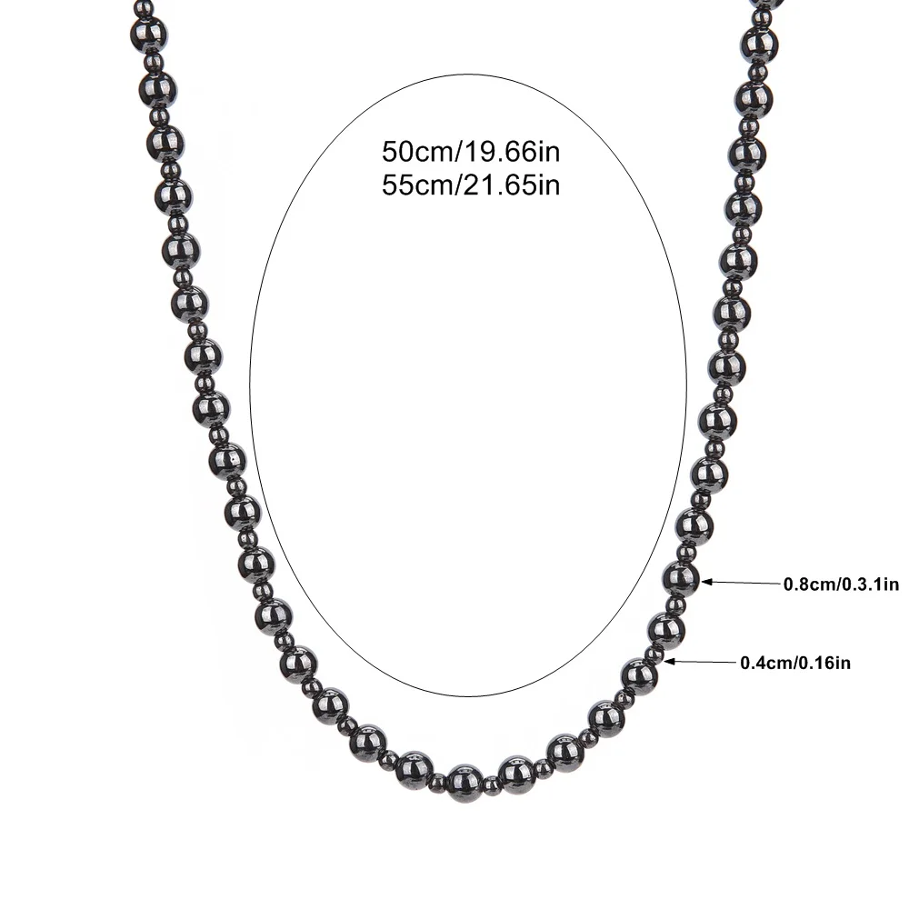 Magnetic Hematite Round Beads 8mm 4mm Necklace for Men and Beads