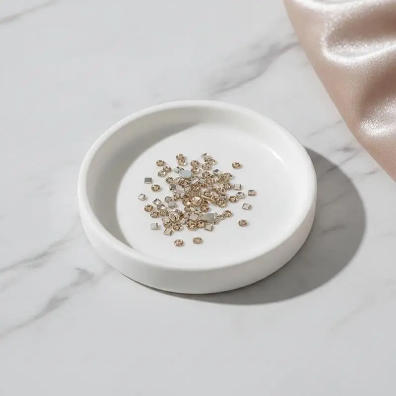 50Pcs Round Nail Art Rhinestones High-Shine Flatback Crystals for Beginner Manicure Practice DIY Decor