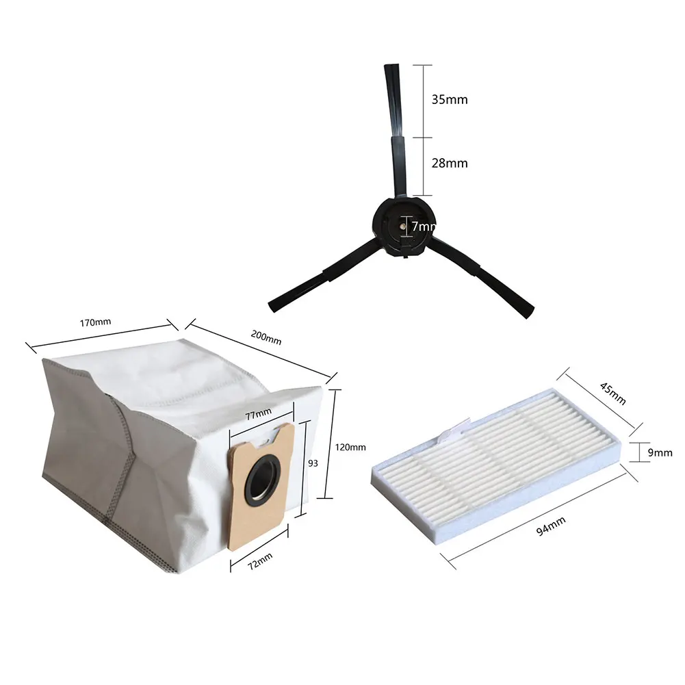 

Accessory Kit for Eufy For Omni C20: 4 Dust Bags 4 HEPA Filters 4 Side Brushes 1 Cleaning Brush Washable Reusable Parts