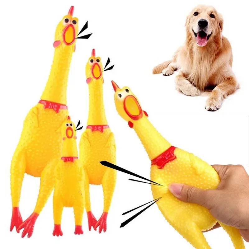 

Pets Dog Toys Screaming Chicken Squeeze Sounding Toy for Dogs Yellow Rubber Funny Simulation Chicken Interactive Dog Chew Toys