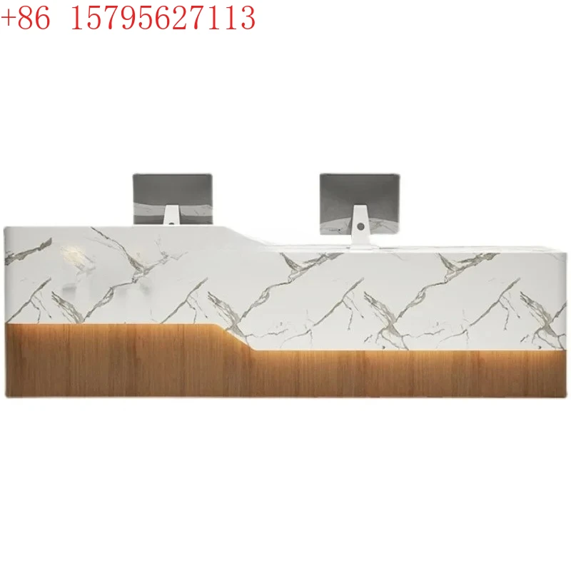 

02Customized Simple Modern Beauty Salon Health Club Bar Counter Nail Salon Cashier Reception Desk