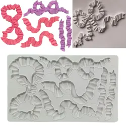 Holiday streamer Silicone Mould Fondant Cake Decorating Silicone Mold Clay,Sugarcraft Cupcake Top Chocolate Baking Tool