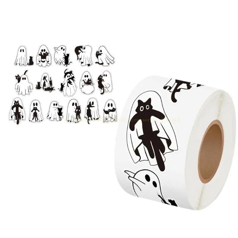 

500Counts Halloween Ghostly Sticker Adhesive Sealing Label for Scrapbooking Journal Notebook Phone Case Party Decoration