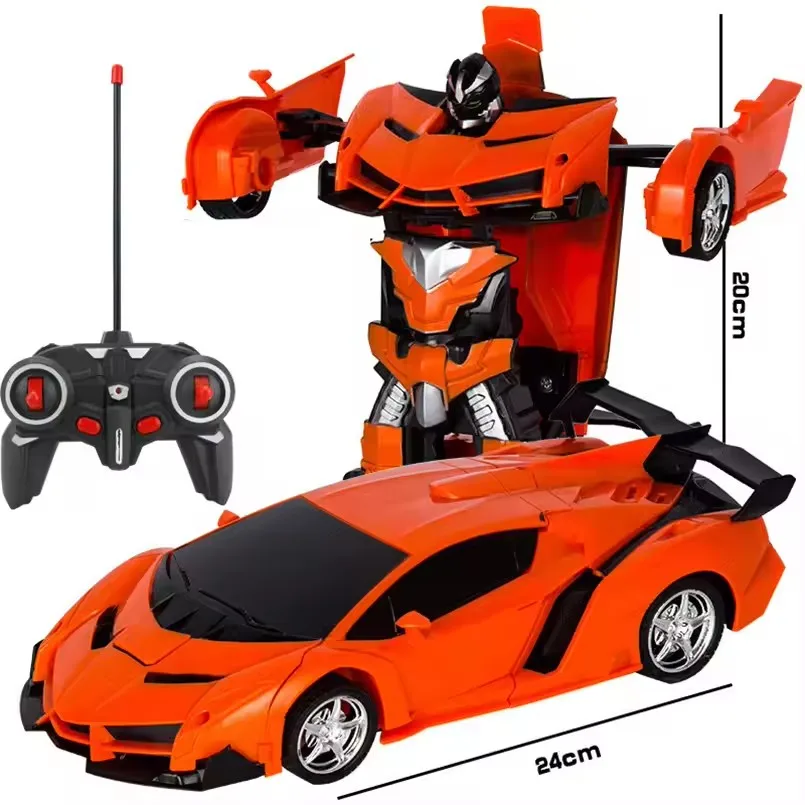 Robot di trasformazione per auto elettriche RC 2 in 1 Bambini Ragazzi Giocattoli Telecomando per esterni Robot per auto con deformazione sportiva Modello giocattolo