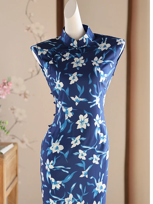 

Long Dress Replicated from Movie ' Life' Vintage Style Daily Wear Blue Color for Women Artistic Fashion