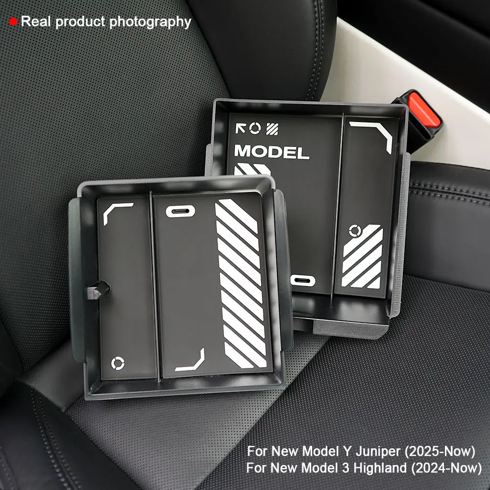 Mittelkonsolen-Aufbewahrungsbox Passend für Tesla Model Y Juniper 2026 Model YL Transluzenter Rauchgrauer ABS-Organizer 2/4/6 Stück Silikon-Pad-Set – Detail 4