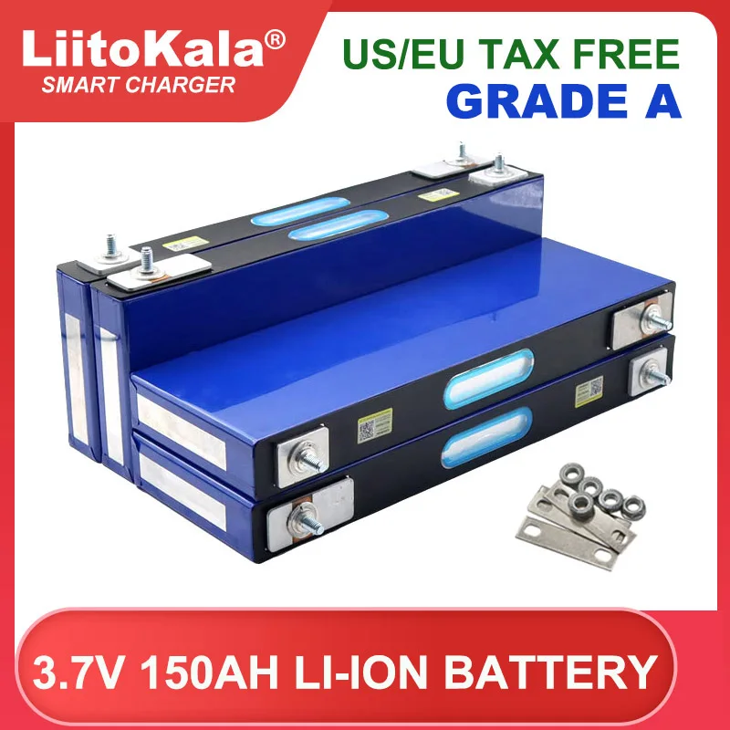 LiitoKala 3.7v 150Ah Lithium battery 4.2v Power cell for 3s 12v 24v Golf Cart Solar Wind Large single Grade A Tax Free