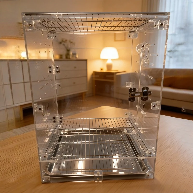 

Budgerigar Cage Acrylic Luxury Large Parrot Breeding Cage Breathable Cockatiel Finch Bird Display Box Parrots House Nesting Box