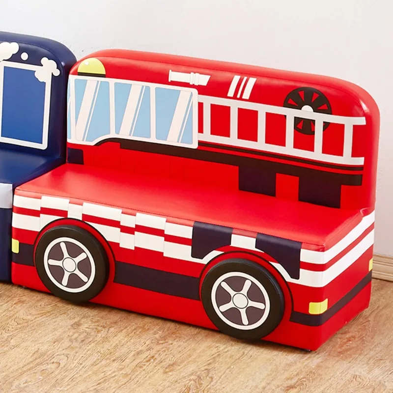 Train Fire Truck Armored Car Train Modeling Kindergarten Early Education Center Hall Soft Bag Backrest Small Sofa