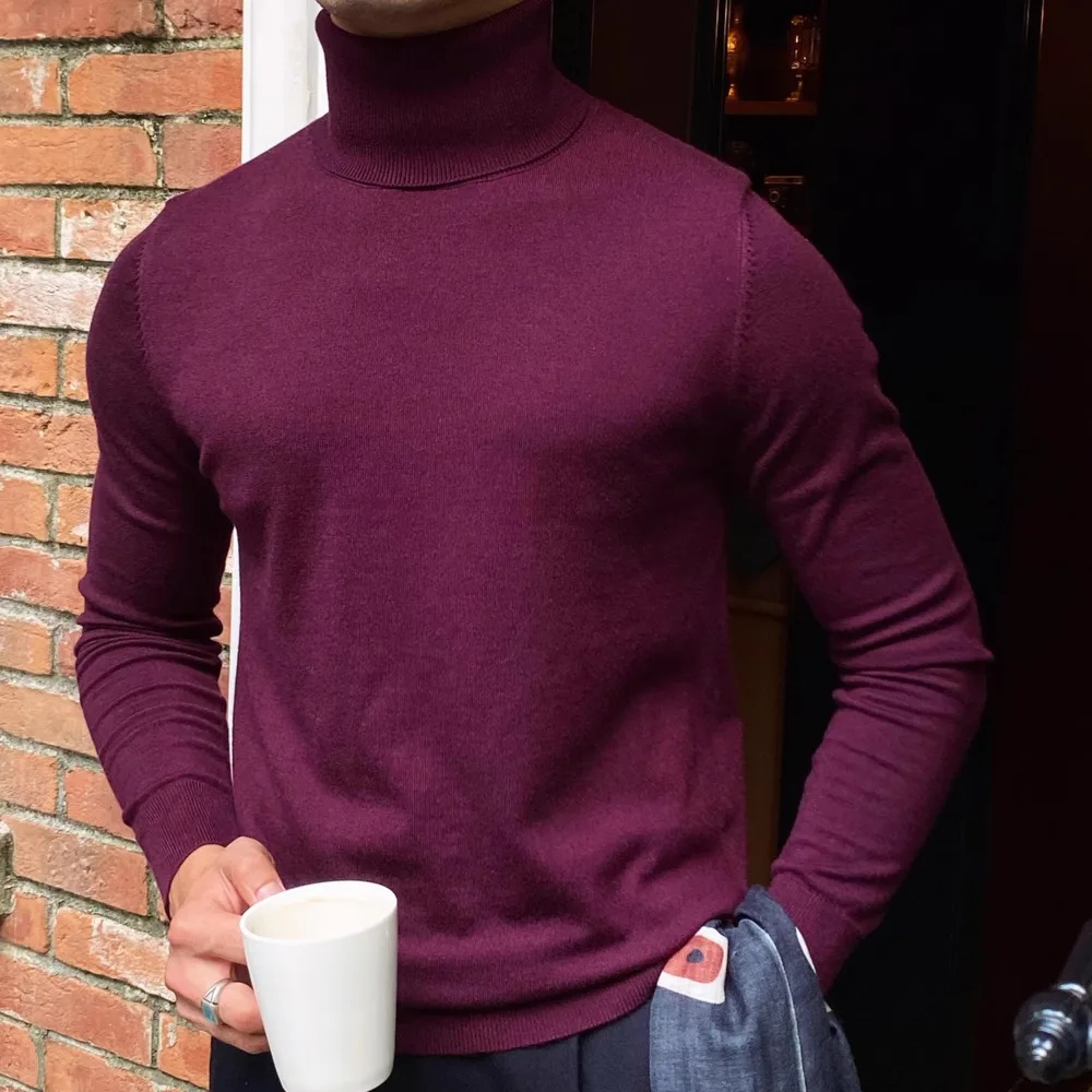 6 Color Knitted Sweater Casual Social Club Outfits Herren Pullover Turtleneck Simple Home Pull Homme Keep Warm Sweater For Men