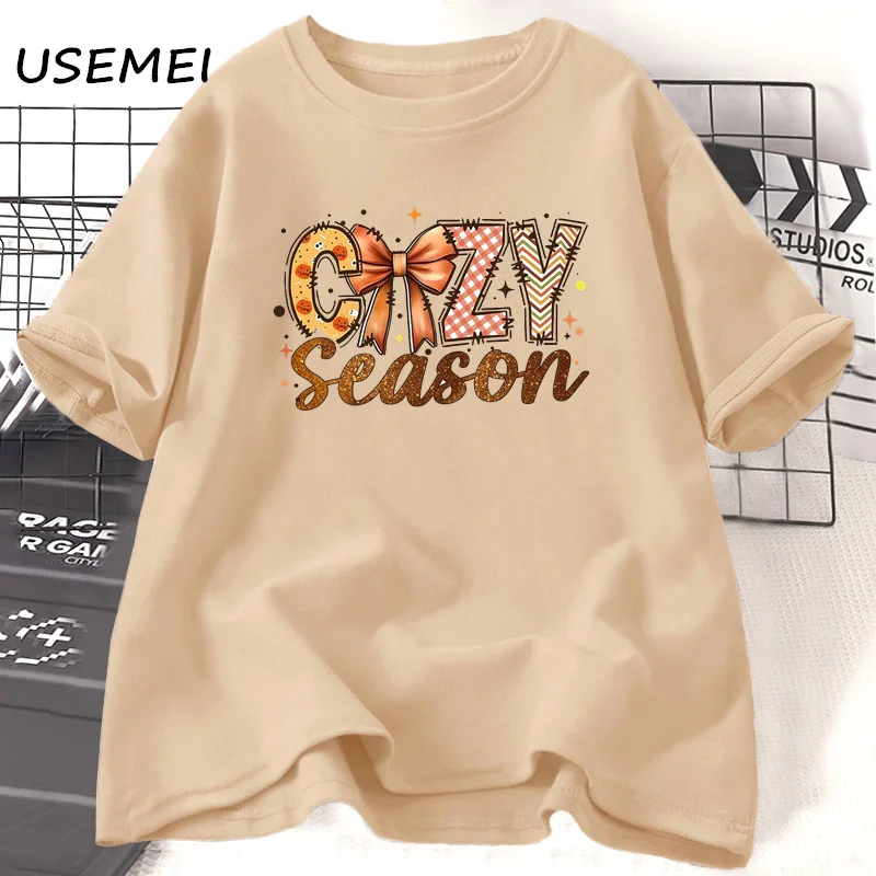 

Cozy Season Fall T-shirt Autumn Retro Halloween Tshirt Thanksgiving Cotton Short Sleeve Fall Cozy Pumkin Graphic T Shirts Tops