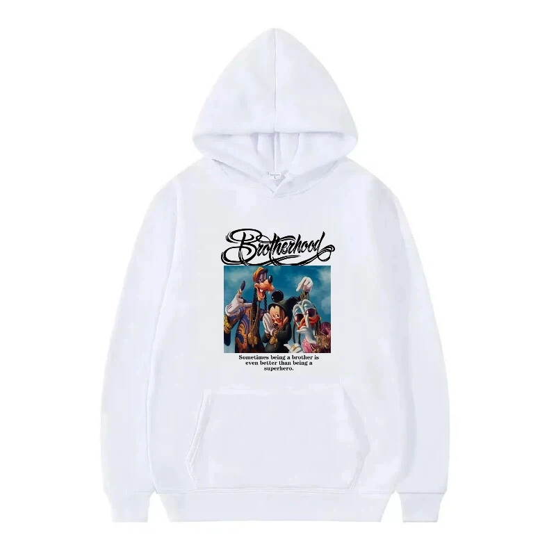 Disney Mickey Mouse Cartoon Pattern Woman White Winer Fashion Kawaii Top Clothes Pullovers Ladies Cheap Hoodies Men Sweatshirts
