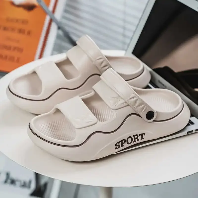 

Round Nose Non-slip Man's Sandal Sneakers Slipper Shoes Sneakers To Walk In Beach Sand Sports Loofers Genuine Brand Athlete